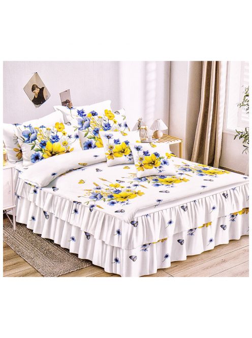 Lenjerie de pat cu o față cu draperie MarketVarna, 6 piese - Model V10135